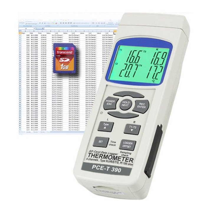 Termómetro cuenta con pantalla LCD certificación de calibración opcional T390 PCE Instruments