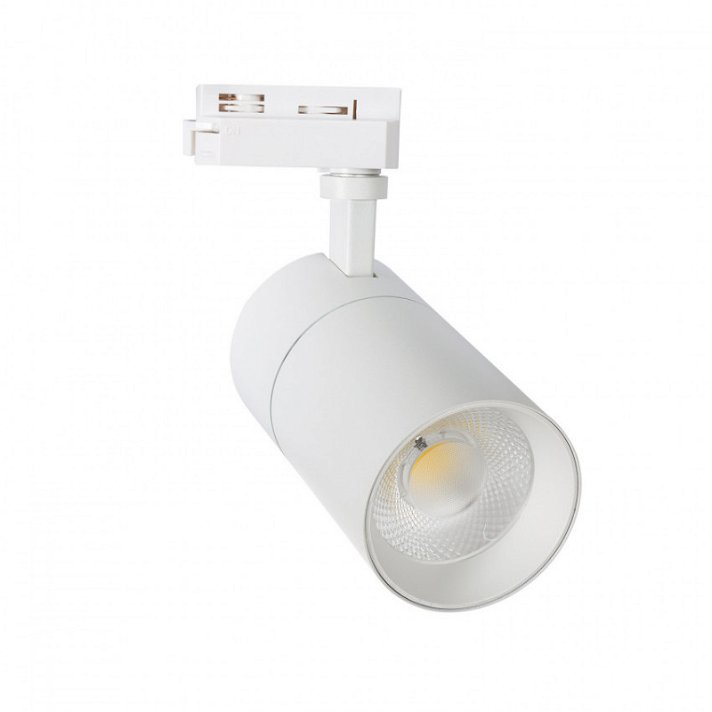 Foco LED de 20 W direccionable para carril monofásico con acabado en color blanco Moonled
