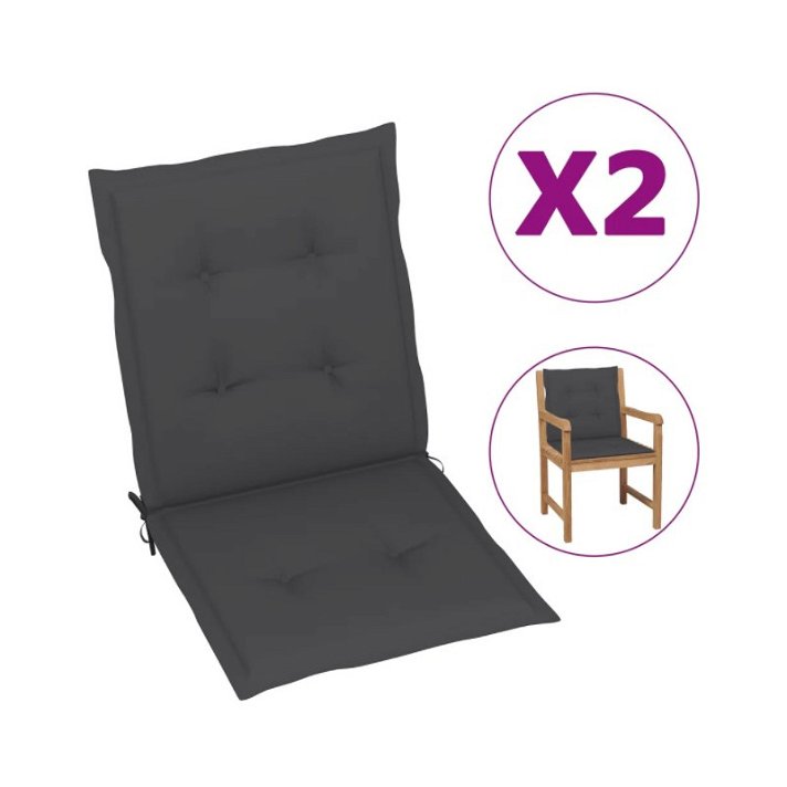Conjunto de almofadas para cadeiras de jardim Cinzento Antracite VidaXL