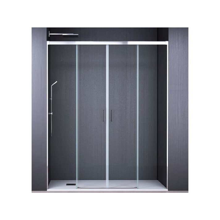 Mampara de ducha frontal de 2 puertas con vidrio transparente de 6 mm Denia Decorban