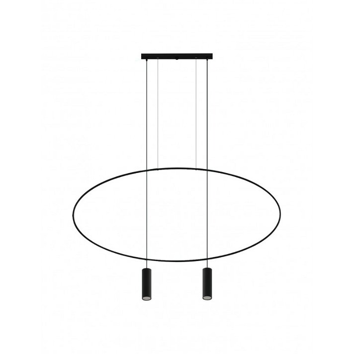 Lámpara colgante para techo fabricada en acero con un diseño circular de color negro Holar 2 Sollux