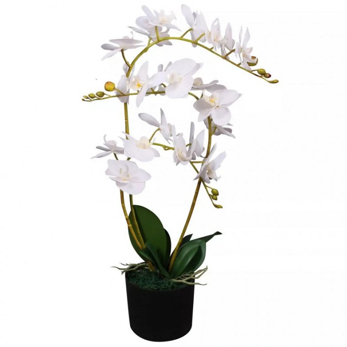 Artificial orchid plant with pot white colour 65 cm VidaXL