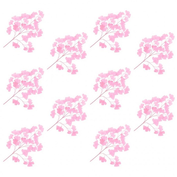 Conjunto de folhas artificiais de ginkgo biloba cor rosa 65 cm Vida XL