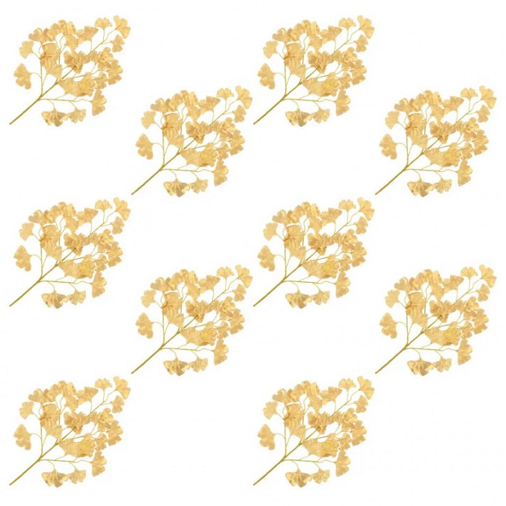 Pack de hojas artificiales de ginkgo biloba color dorado 65 cm VidaXL