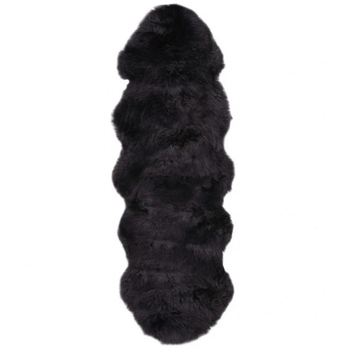 Alfombra de lana auténtica gris oscura 180x60 cm Vida XL