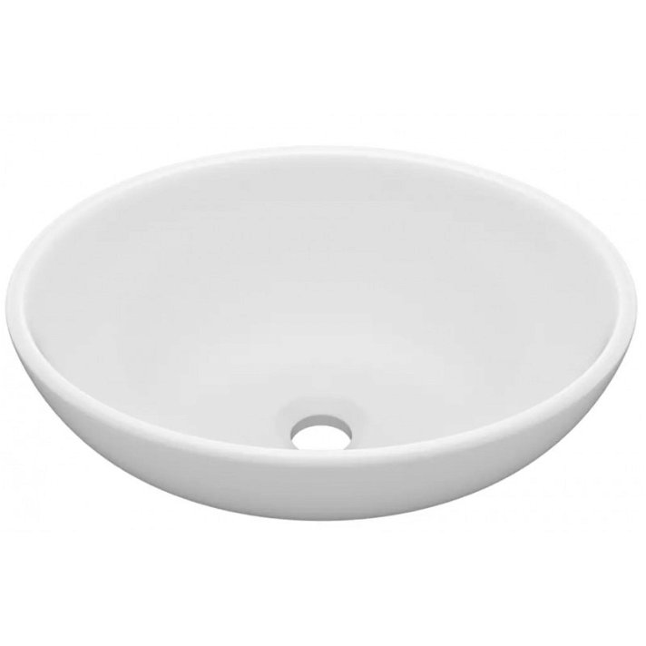 Lavabo ovale in ceramica bianco opaco Vida XL