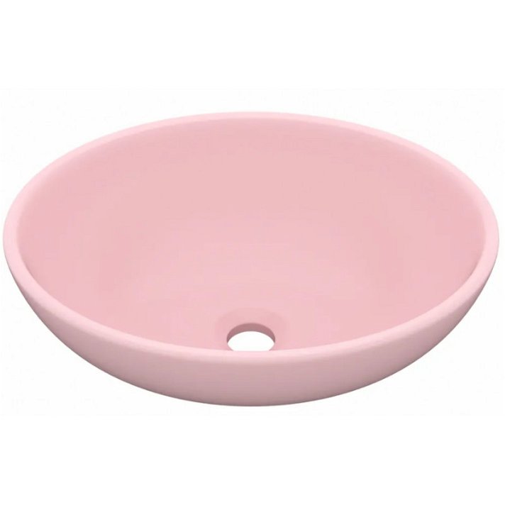 Lavabo ovalado de cerámica rosa mate Vida XL