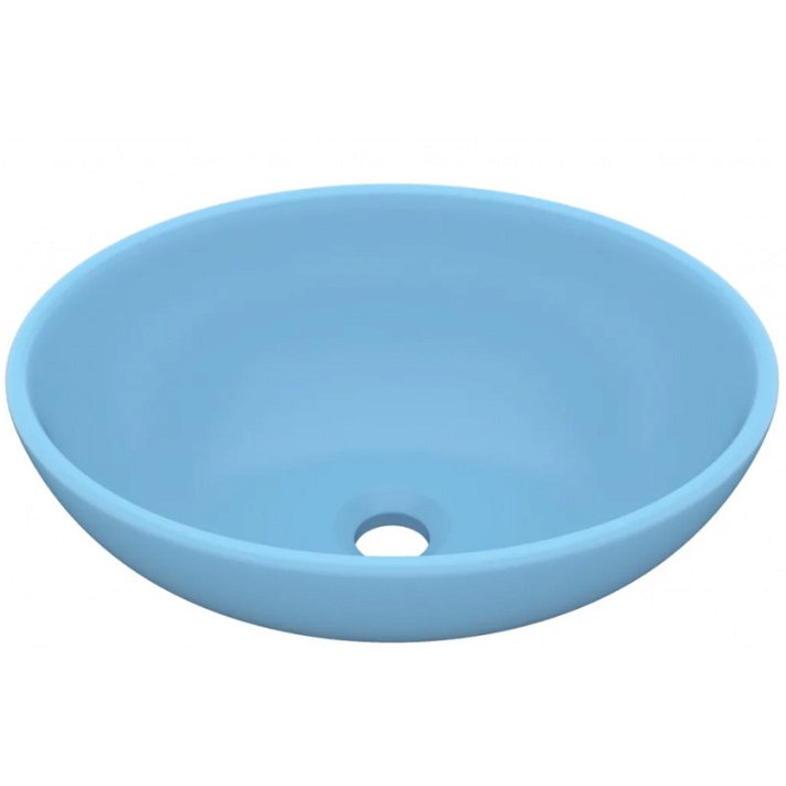 Lavabo ovalado de cerámica azul claro mate Vida XL