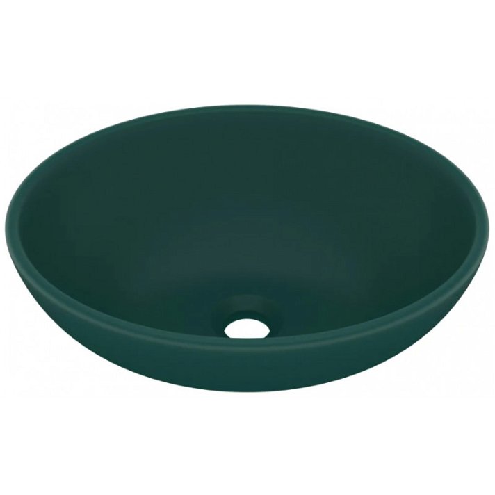 Lavabo ovalado de cerámica verde oscuro mate Vida XL