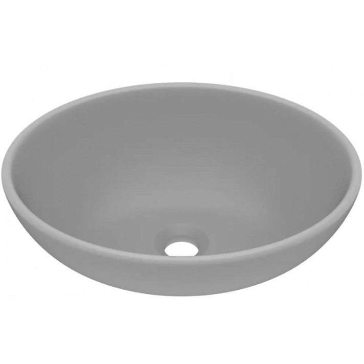 Lavabo ovalado de cerámica gris claro mate Vida XL