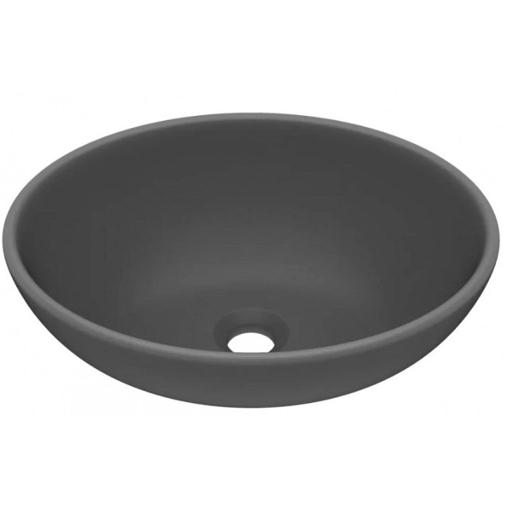 Lavabo ovalado de cerámica gris oscuro mate Vida XL