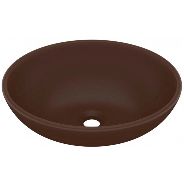 Lavabo ovalado de cerámica marrón oscuro mate Vida XL