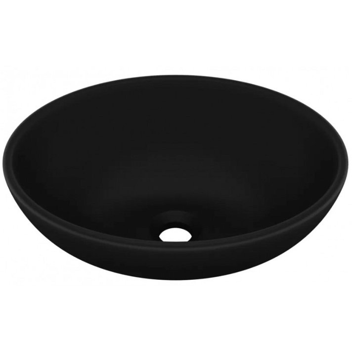 Lavabo ovalado de cerámica negro mate Vida XL