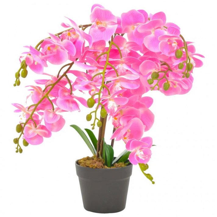 Planta artificial de orquídea con macetero color rosa 60 cm VidaXL