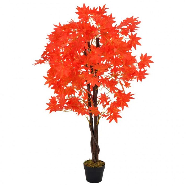 Artificial maple tree with red planter 120 cm VidaXL