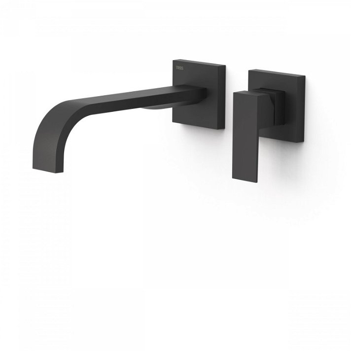 Robinet mitigeur pour lavabo à encastrer fabriqué en laiton avec finition de couleur noire Cuadro Exclusive TRES