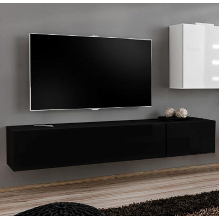 Mueble de TV negro suspendido de 180 cm Baza Domensino