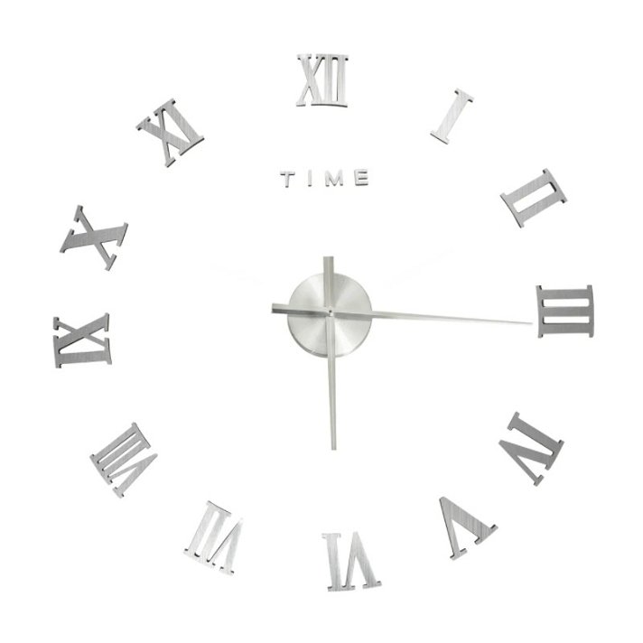 Reloj de pared números romanos Plateado VidaXL