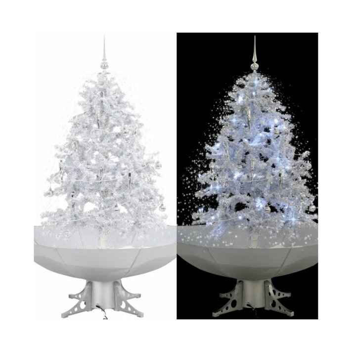 Árvore-de-natal branca com neve e luzes Vida XL
