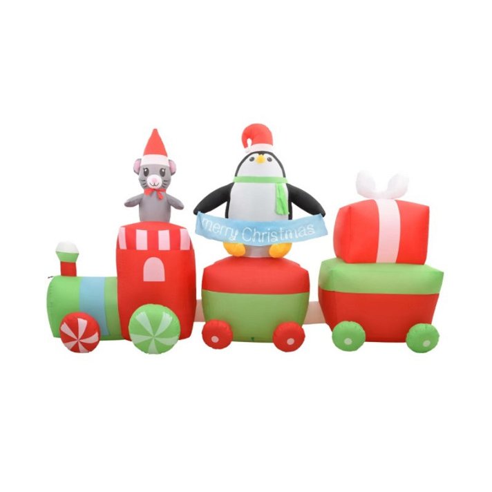 Comboio de natal insuflável com pinguim e rato Vida XL