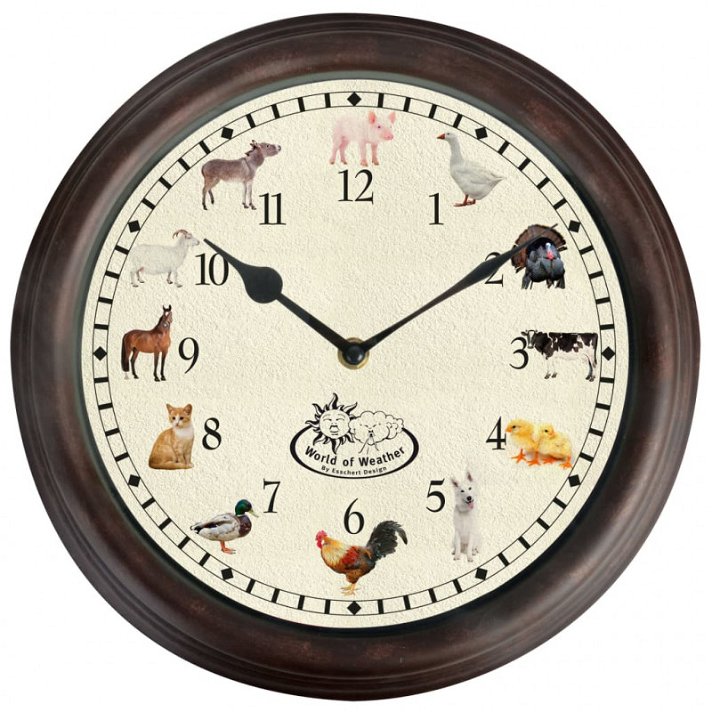 Reloj de pared con motivos de animales de granja que emite sonidos Esschert Design Vida XL