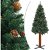 Árbol de navidad estrecho con piñas y base de madera Vida XL