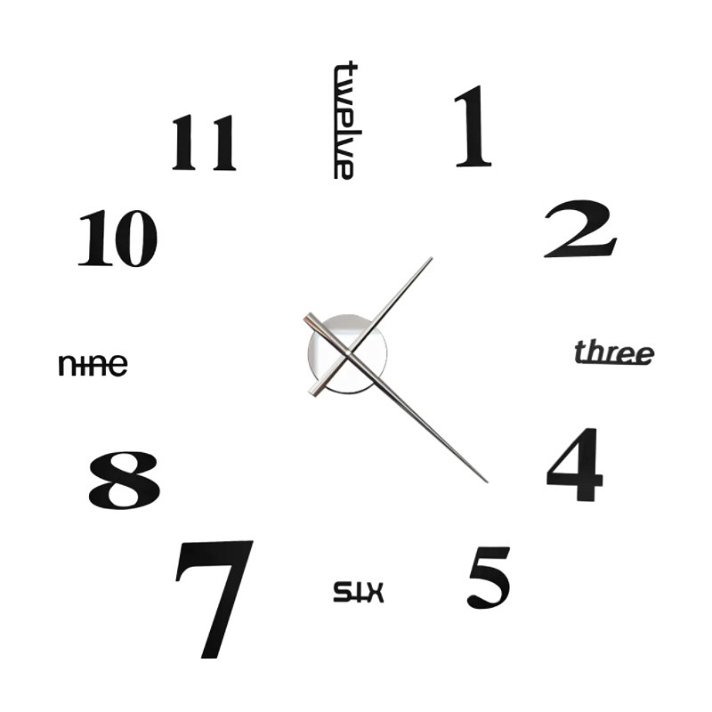Reloj moderno negro Palabras y Números VidaXL