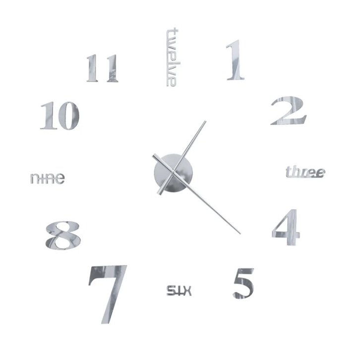 Reloj moderno plateado Palabras y Números VidaXL