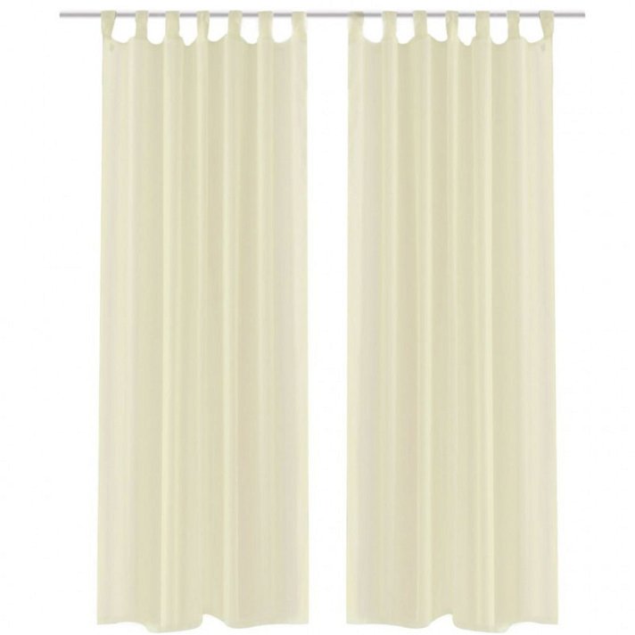 Set de cortinas semitransparentes Crema VidaXL
