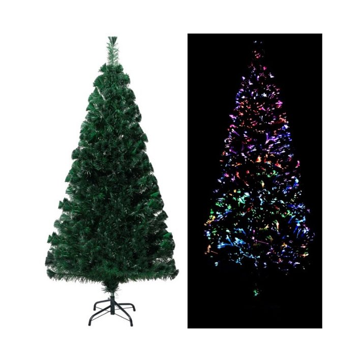 Árbol de navidad realista Verde con fibra óptica Vida XL