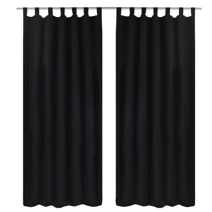 Set de cortinas micro-satinadas Negras Vida XL