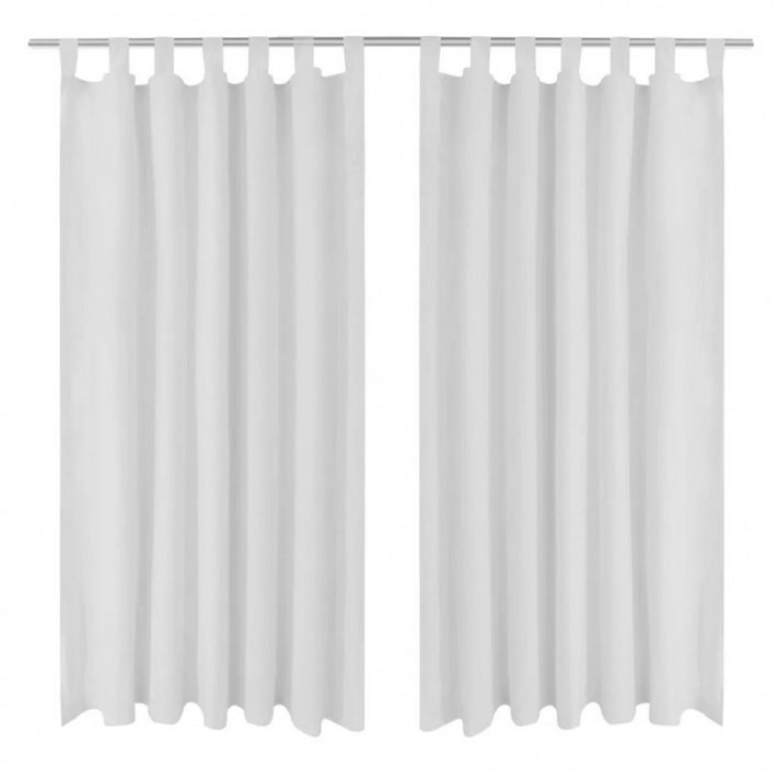 Set de cortinas micro-satinadas Blanco VidaXL