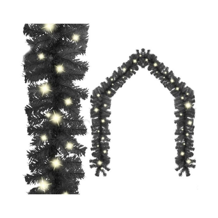 Grinalda natalícia preta com luzes LED e efeitos Vida XL