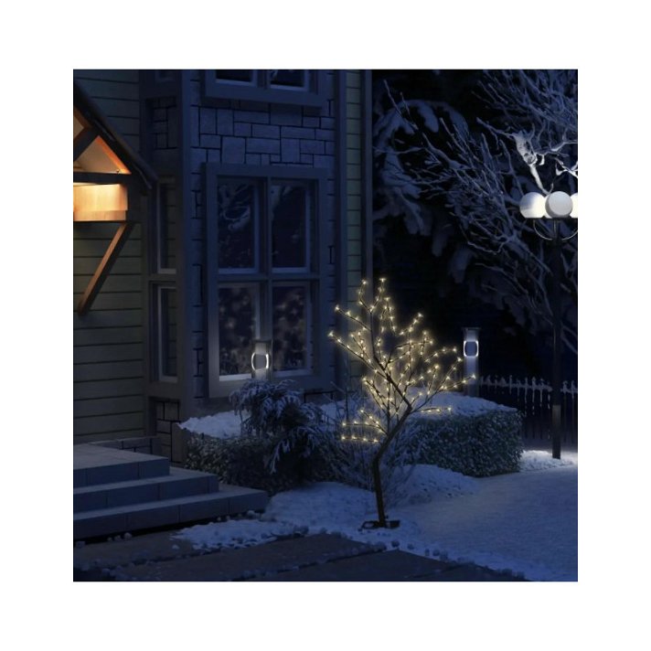 Árbol de navidad cerezo luz LED blanca cálida 120 cm Vida XL