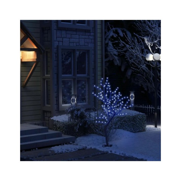 Árbol de navidad cerezo luz LED azul fría 120 cm Vida XL
