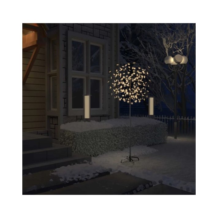 Árbol de navidad cerezo luz LED blanca cálida 180 cm Vida XL