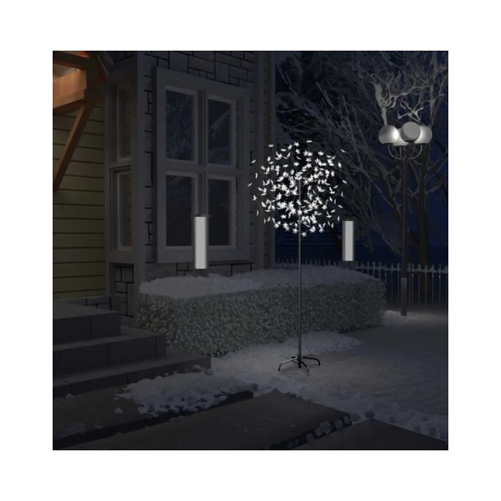 Árvore-de-natal cerejeira luz LED branco frio 180 cm Vida XL