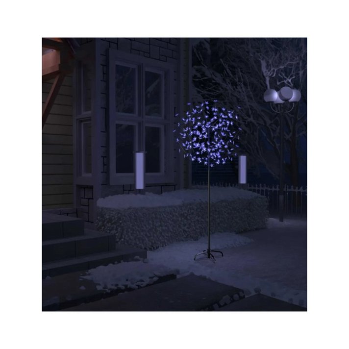 Árvore-de-natal cerejeira luz LED azul fria 180 cm Vida XL