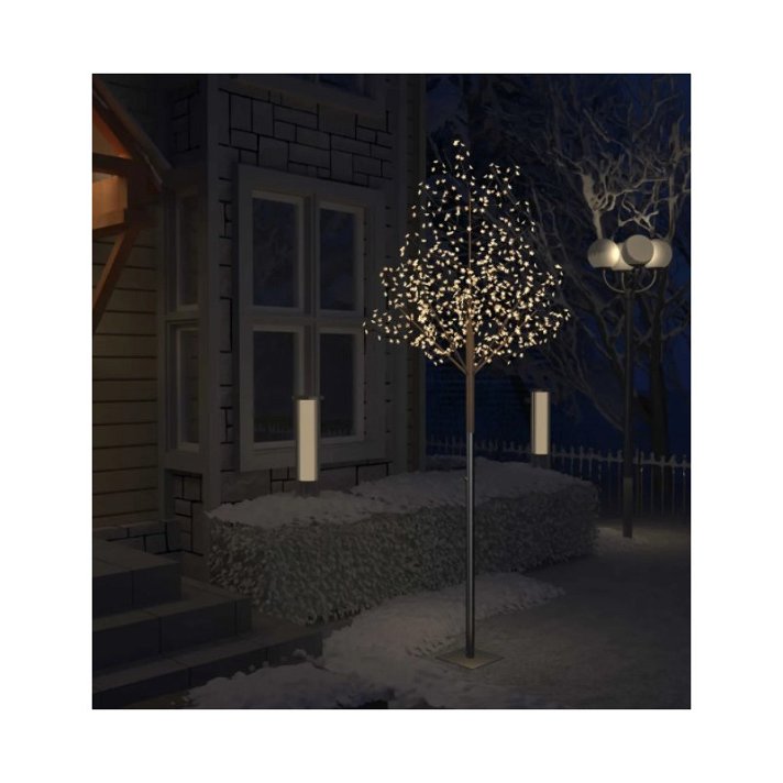 Árvore-de-natal cerejeira luz LED branca quente 300 cm Vida XL