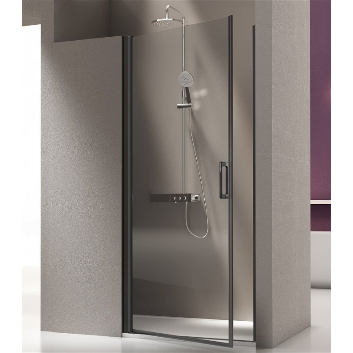 Box doccia frontale con porta a battente e profilo con finitura argento SA500 Kassandra
