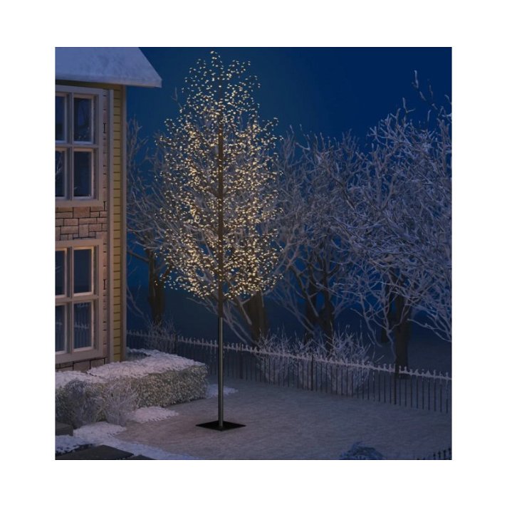 Árbol de navidad cerezo luz LED blanca cálida 500 cm Vida XL