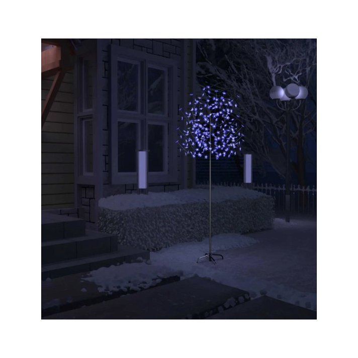 Árbol de navidad cerezo luz LED azul fría 220 cm Vida XL