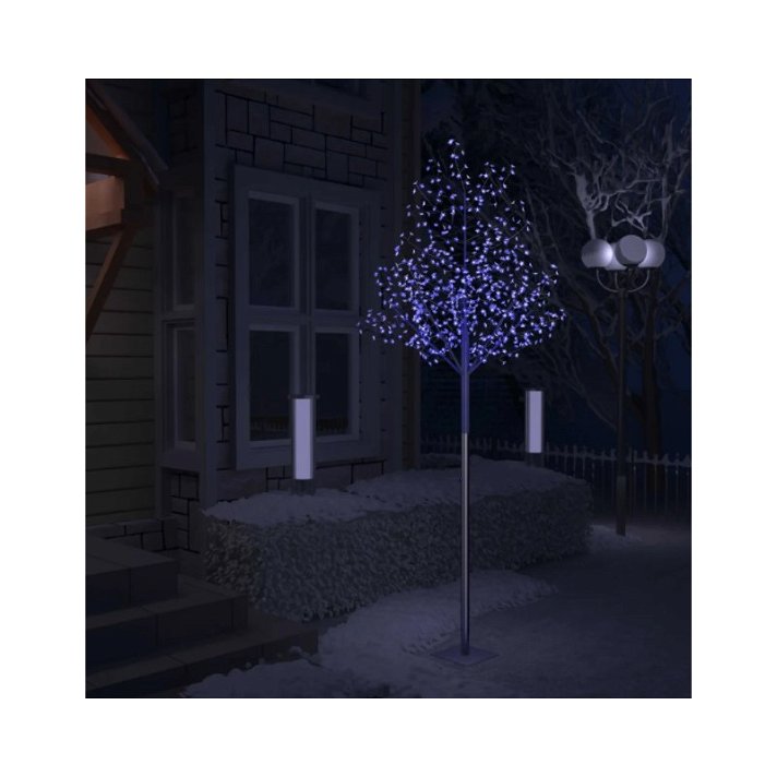 Árbol de navidad cerezo luz LED azul fría 300 cm Vida XL