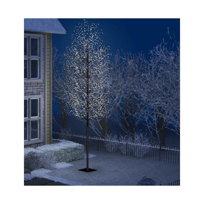 Árbol de navidad cerezo luz LED blanca fría 500 cm Vida XL