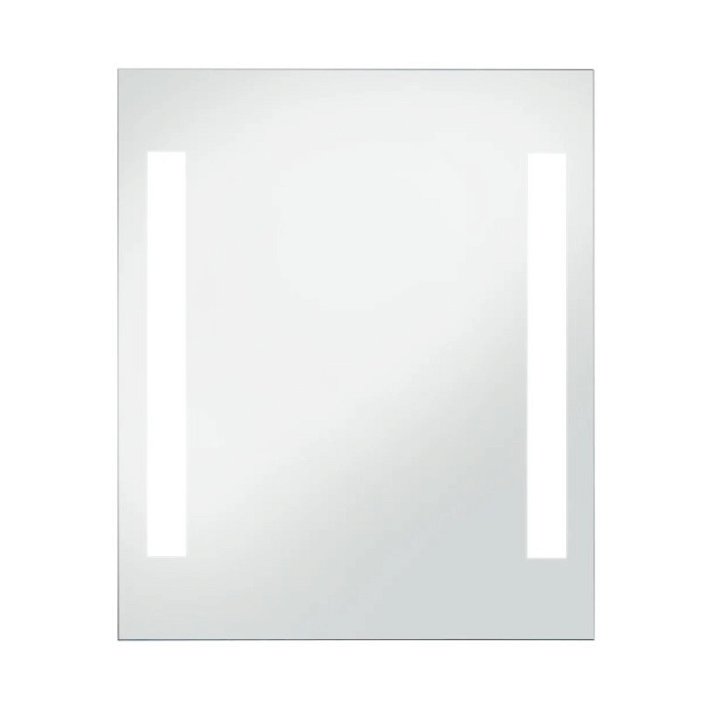 Espejo de baño de pared con líneas LED verticales plateado VidaXL
