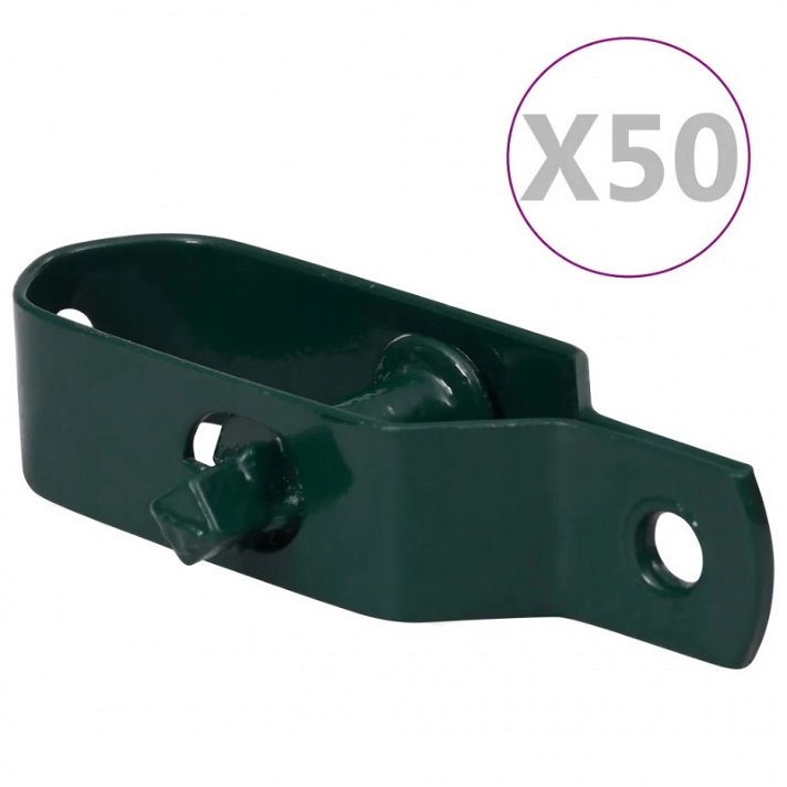 Pack x50 tensores de alambre para valla 90mm verde VidaXL