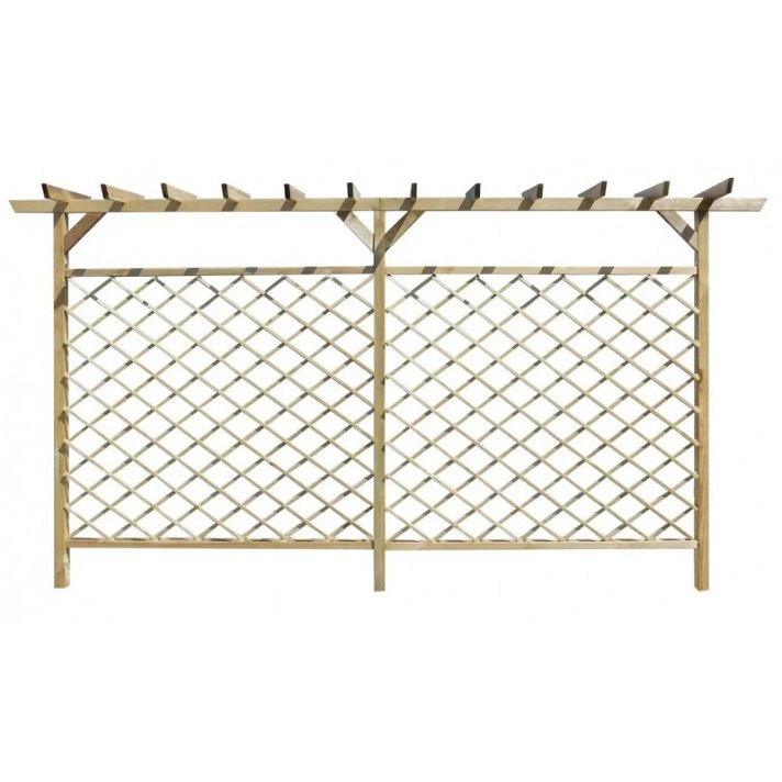 Garden fence with pergola 335x200 cm made of pine wood in green impregnated finish Vida XL