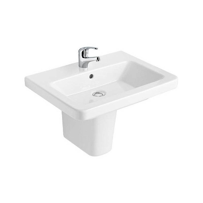 Lavabo semipedestal para cuarto de baño de 60 cm de porcelana con acabado en color blanco Street Square Gala