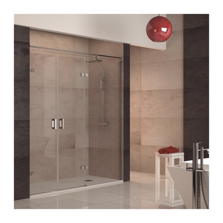 Mampara para ducha abatible de 2 puertas con vidrio transparente de 6 mm a medida Topacio Decorban