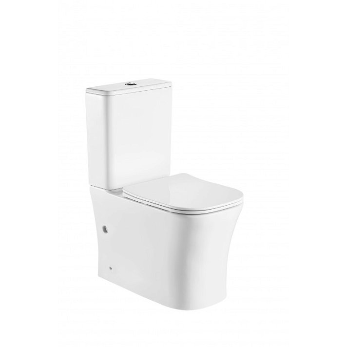 WC complet Rimless de couleur blanche avec abattant avec frein de chute Nikko Aquore